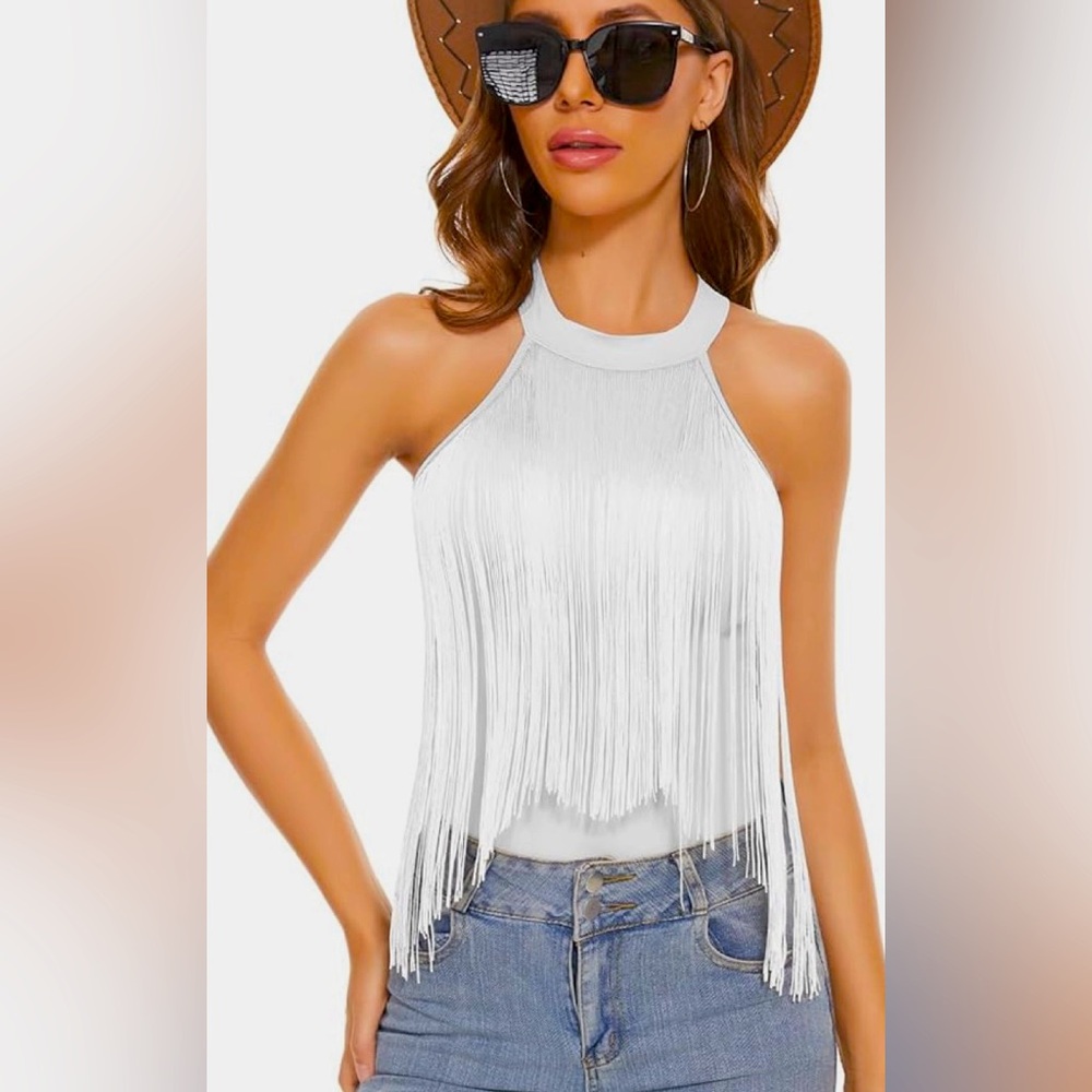 American Trends Disco Cowgirl Western Body Suit  Fringe Bodysuit Sleeveless